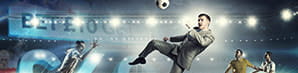 The relationship between betting and BetVictor represented by a man kicking a football
