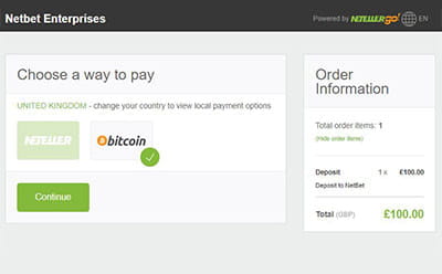 Bitcoin to fiat currency conversion via Neteller at NetBet