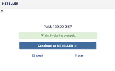 Neteller success screen payment confirmation