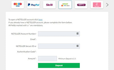 Neteller deposit method portal at BetVictor