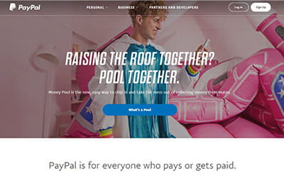 The PayPal website homepage